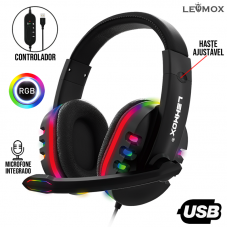 Headset Gamer RGB USB 7.1 LEF-1040 Lehmox - Vermelho